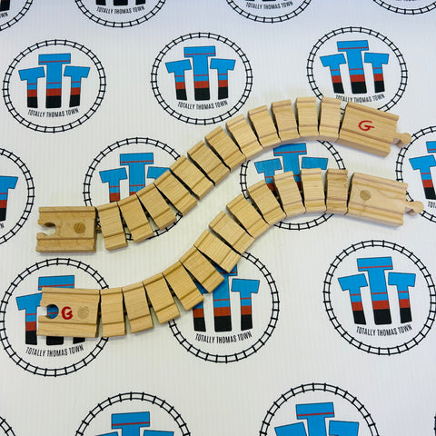 14" Wacky Track 2 Pieces Marked Clickity Clack Thomas Brand Wooden - Used