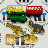 Circus Trains with Giraffe, Tiger, Elephant and Lion (Learning Curve 2000) Wooden - Used