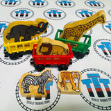 Circus Trains (Learning Curve 2001) with Elephant, Tiger, Lion, Giraffe and Zebra Good Condition Wooden - Used