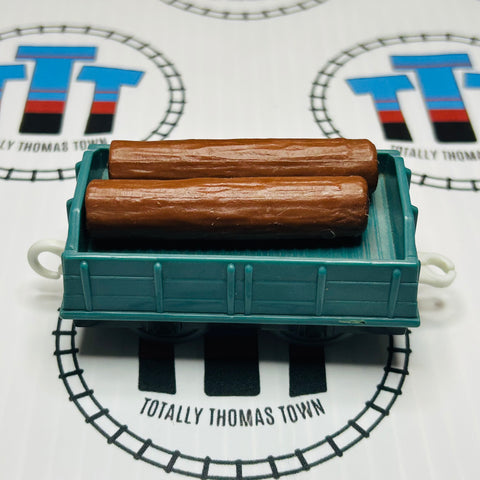 Blue Log Car with 2 Logs Used - Trackmaster