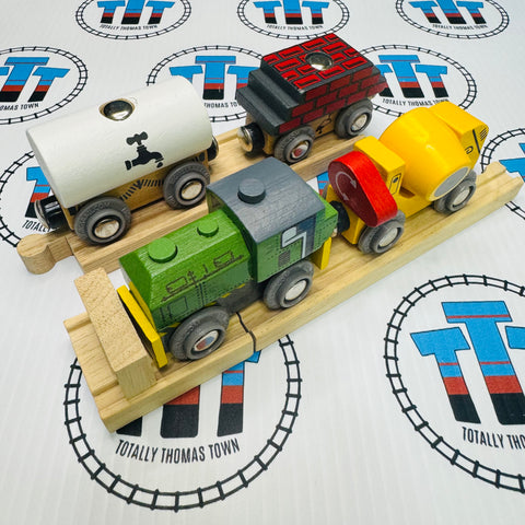 Construction Train with Track and Buffer BIGJIGS Rail Wooden - New no Box