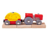 Red Tractor and Wagon with Track BIGJIGS Rail Wooden - New in Box